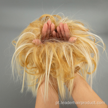 Pedaço de cabelo com coque bagunçado updo despenteado extensão de cabelo